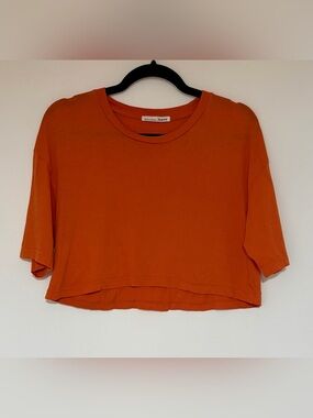 Reformation Women’s Orange Boxy Cropped Short Sleeve Tee Shirt Size XS